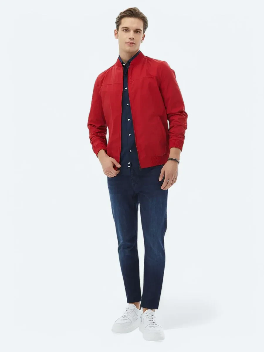 Nar Çiçeği Regular Fit Dik Yaka Casual Dokuma Mont - 2