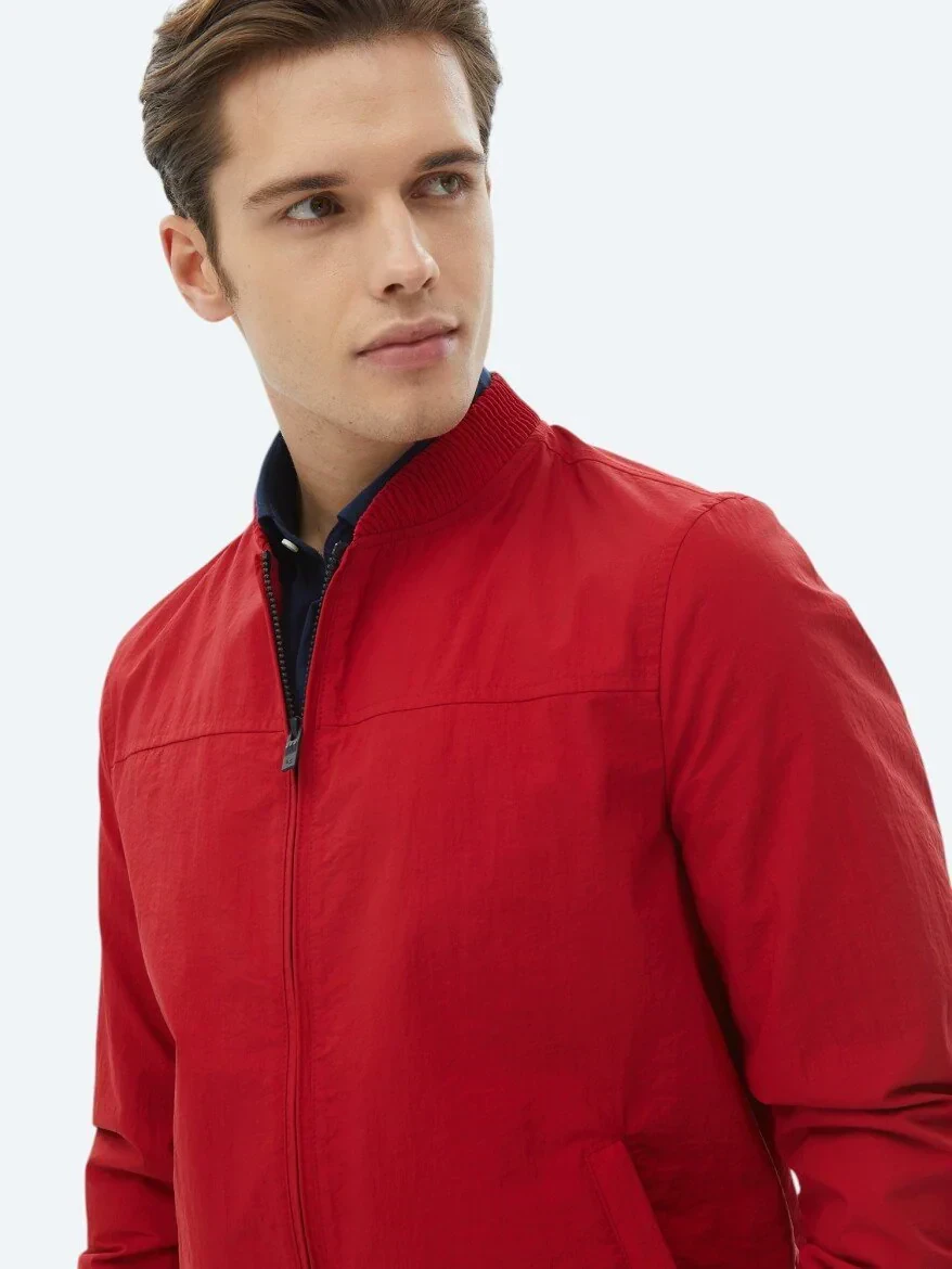 Nar Çiçeği Regular Fit Dik Yaka Casual Dokuma Mont - 4