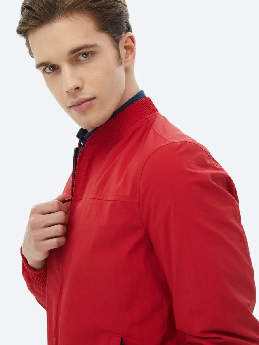 Nar Çiçeği Regular Fit Dik Yaka Casual Dokuma Mont - 5