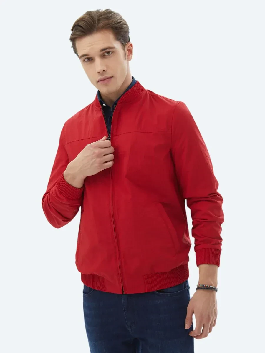 Nar Çiçeği Regular Fit Dik Yaka Casual Dokuma Mont - 7