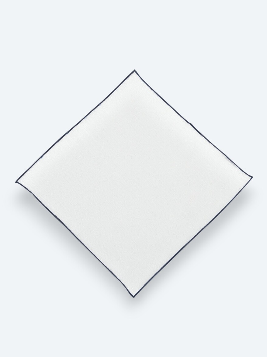 Navy Blue %100 Keten Handkerchief 