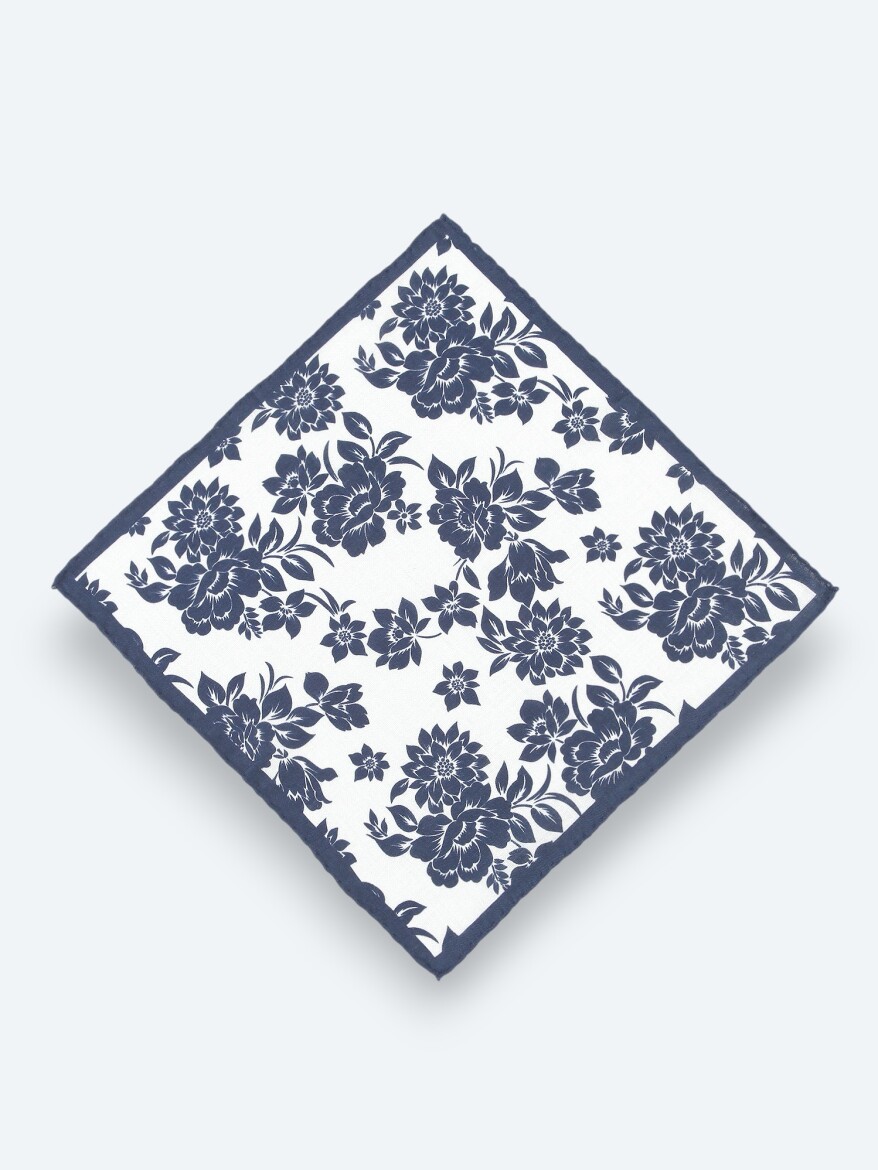 Navy Blue %100 Keten Handkerchief 