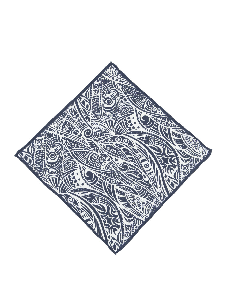 Navy Blue %100 Keten Handkerchief 