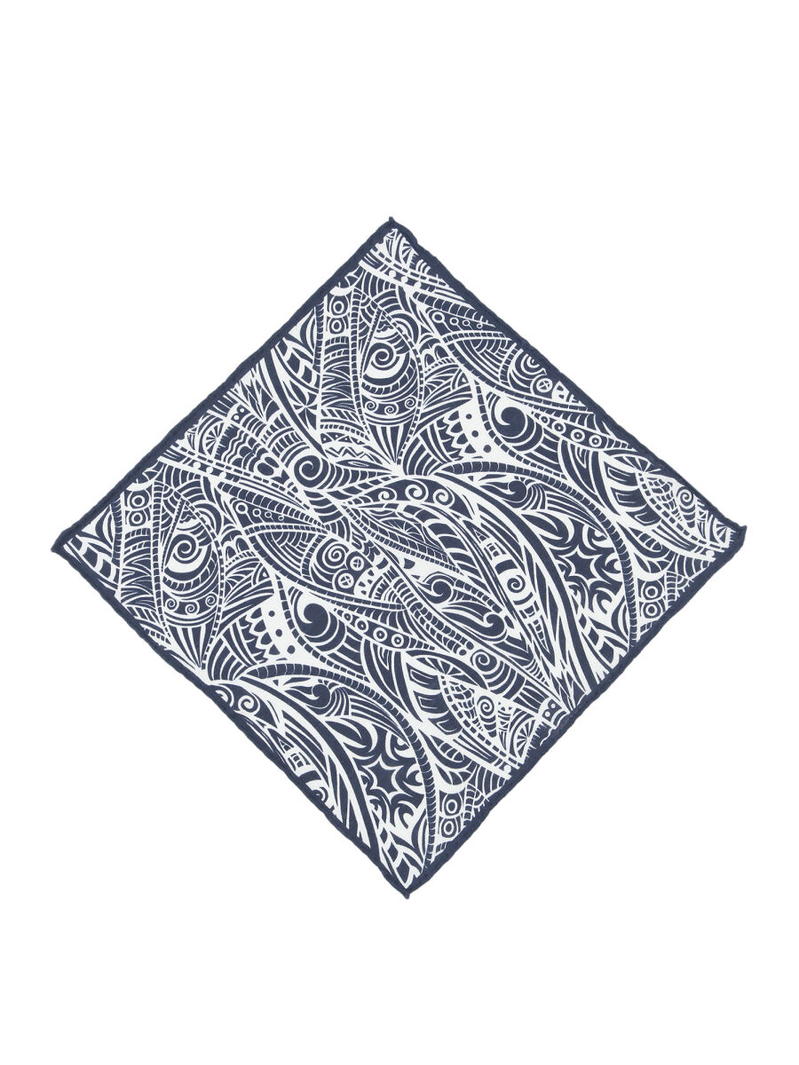 Navy Blue %100 Keten Handkerchief - 1