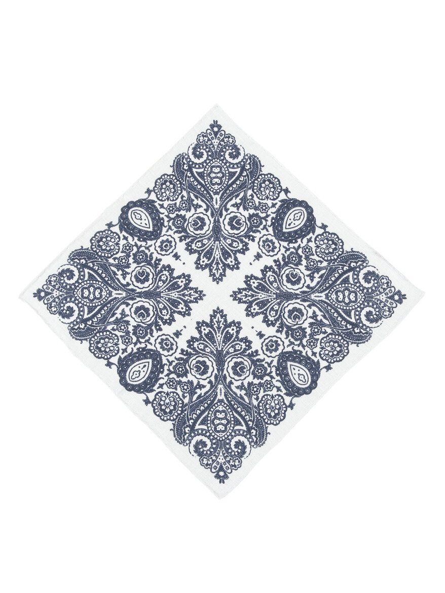 Navy Blue %100 Keten Handkerchief 