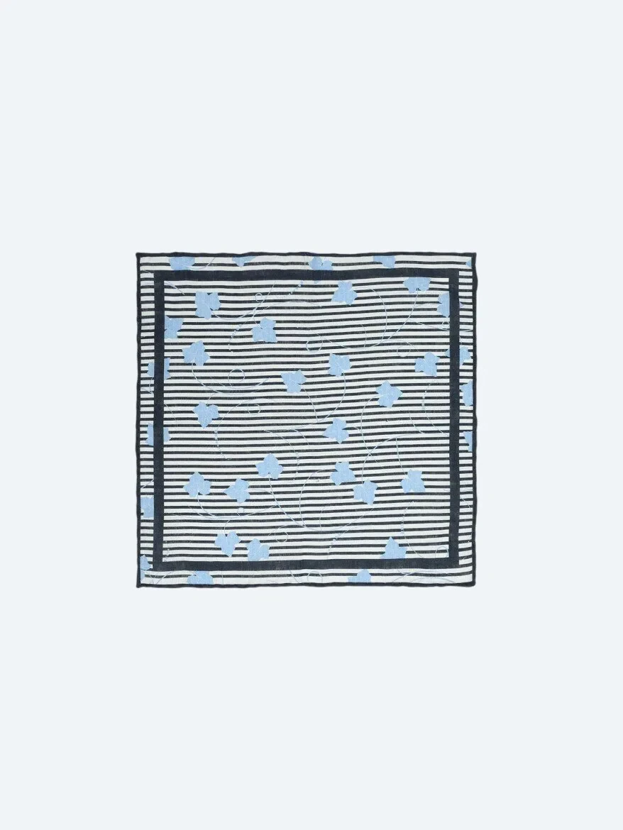 Navy Blue %100 Keten Handkerchief 