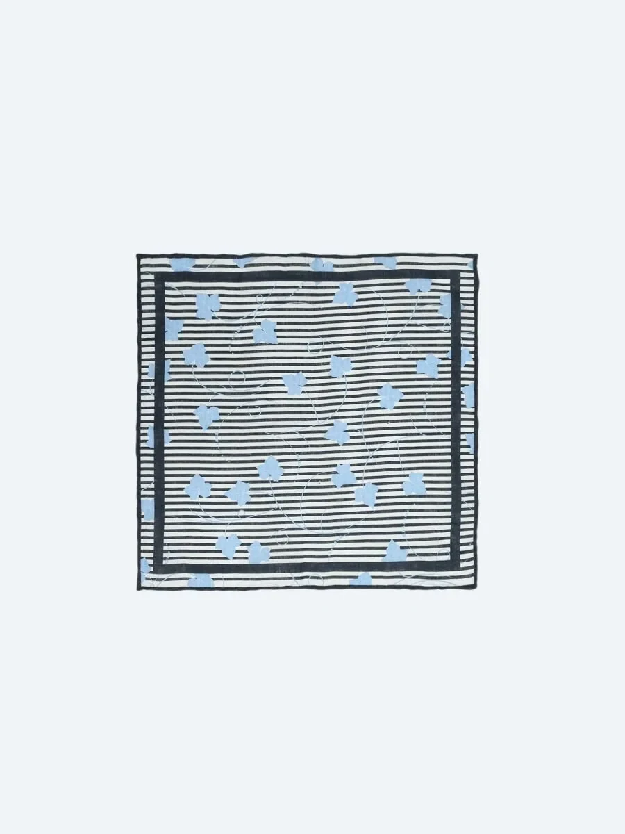 Navy Blue %100 Keten Handkerchief - 1