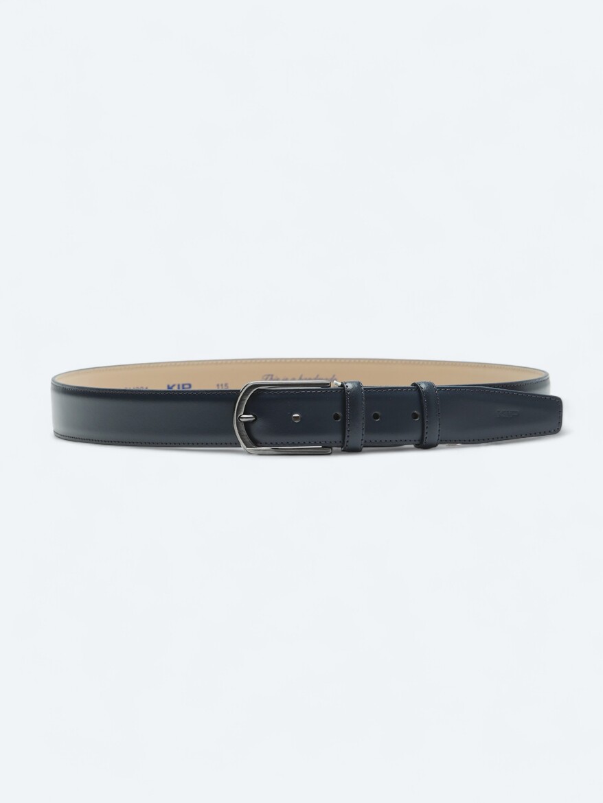 Navy Blue %100 Leather Belt 