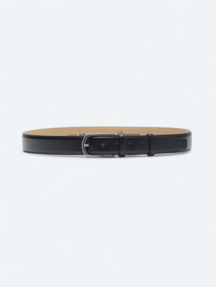 Navy Blue %100 Leather Belt 