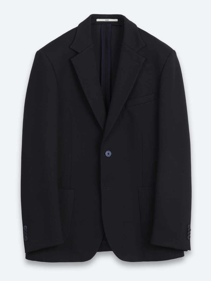 Navy Blue Checkered Modern Fit Cotton Blended Jacket - 6