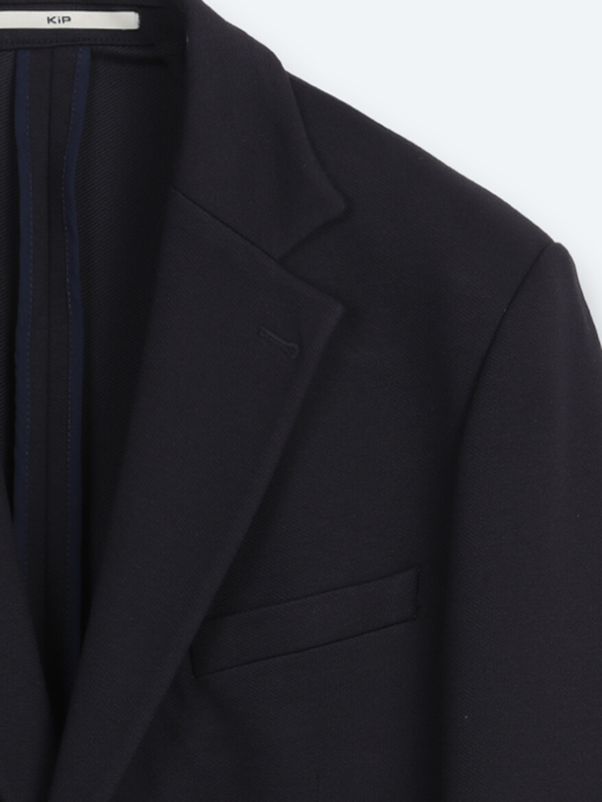 Navy Blue Checkered Modern Fit Cotton Blended Jacket - 7
