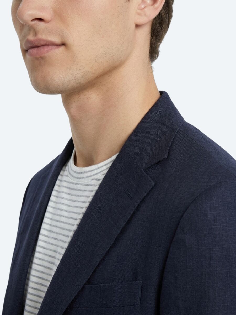 Navy Blue Comfort Fit 100% Linen Suit - 3