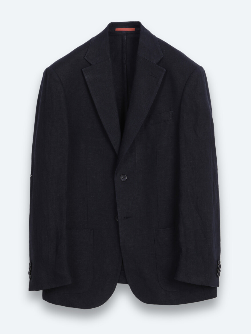 Navy Blue Comfort Fit 100% Linen Suit - 6