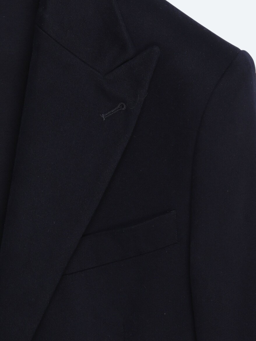 Navy Blue Cotton Blended Jacket - 2