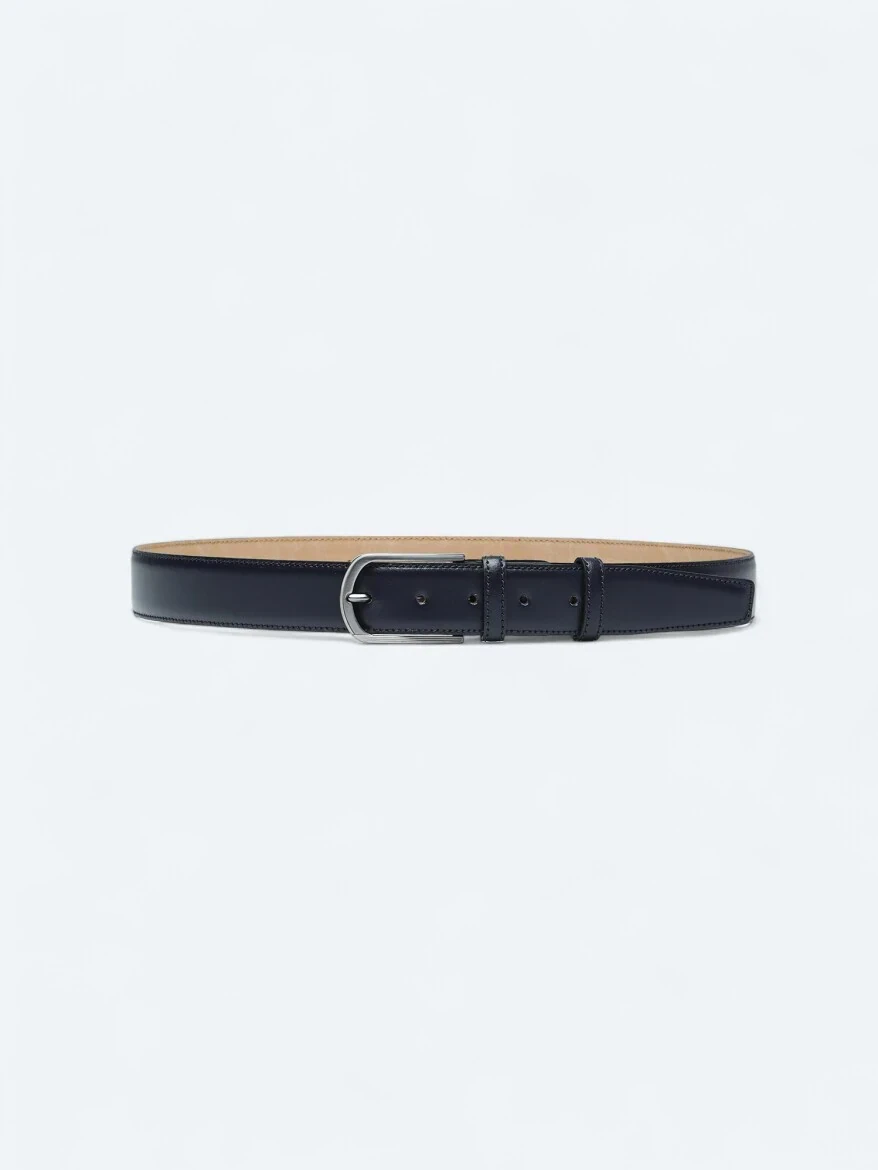 Navy Blue Cow Leather Belt 