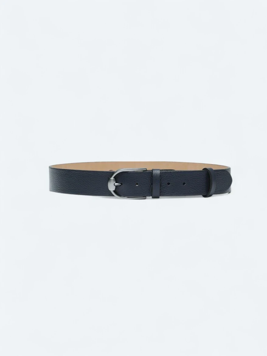 Navy Blue Cow Leather Belt 