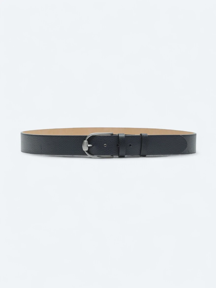 Navy Blue Cow Leather Belt 
