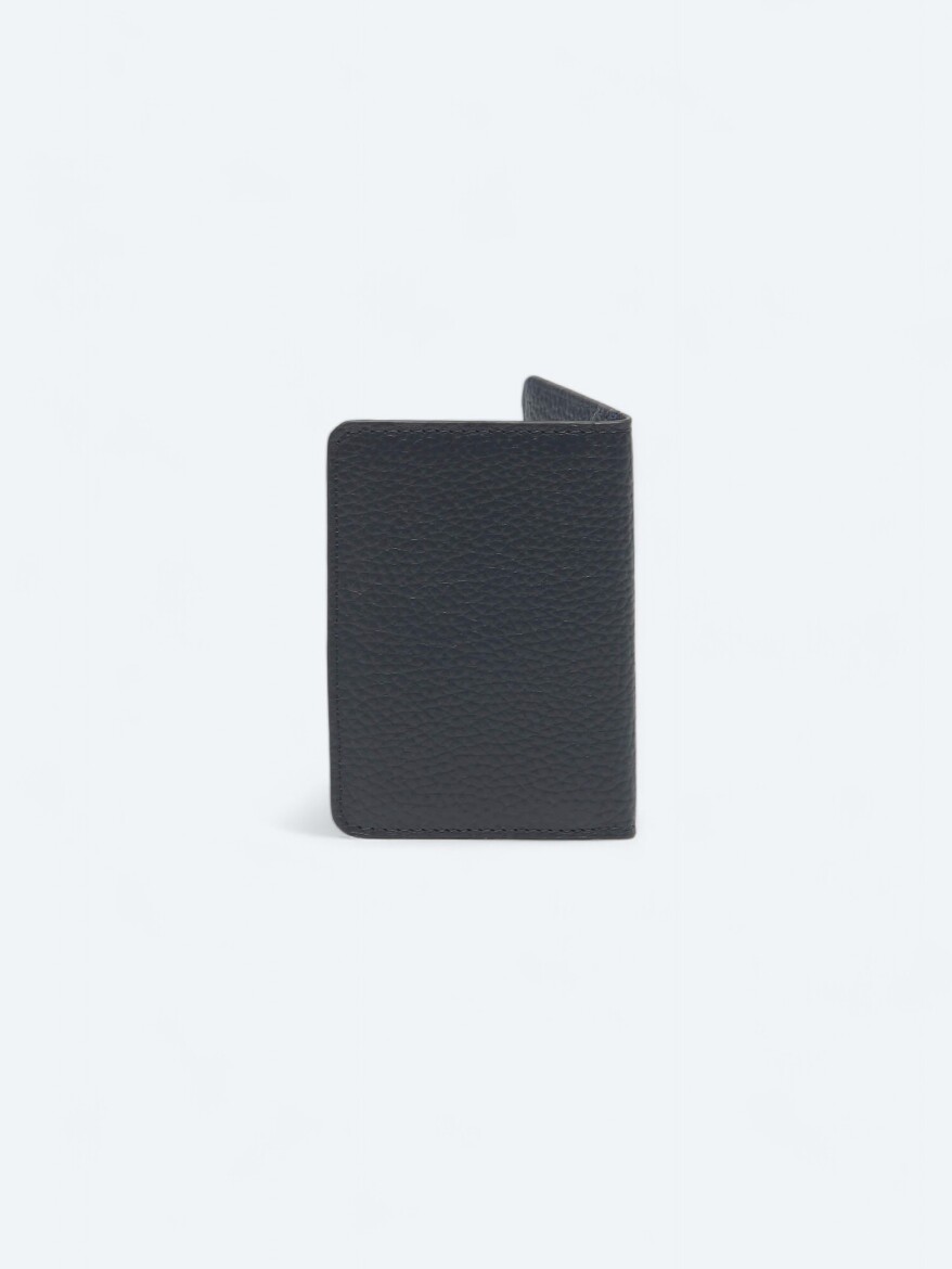Navy Blue Cow Leather Card Holder - 3