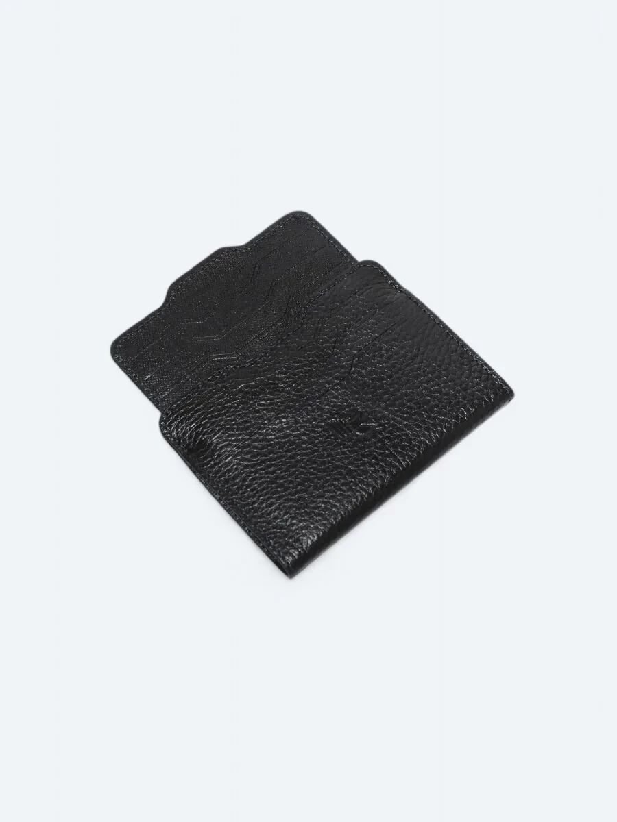 Navy Blue Cow Leather Card Holder - 3