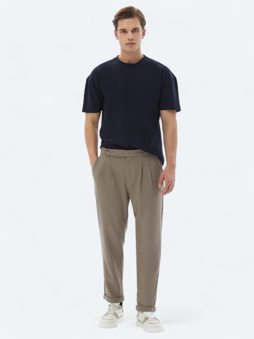 Navy Blue Crew Neck 100% Cotton T-Shirt - 2