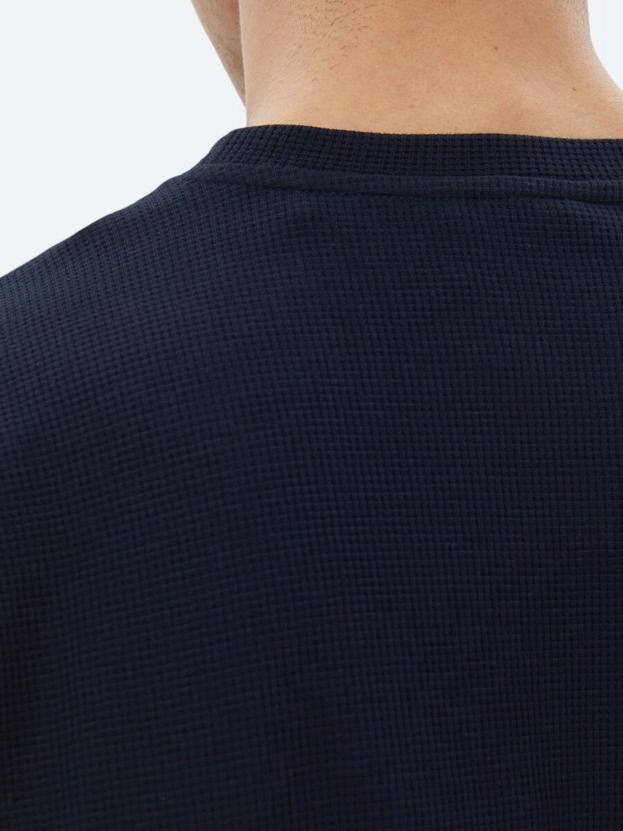 Navy Blue Crew Neck 100% Cotton T-Shirt - 4