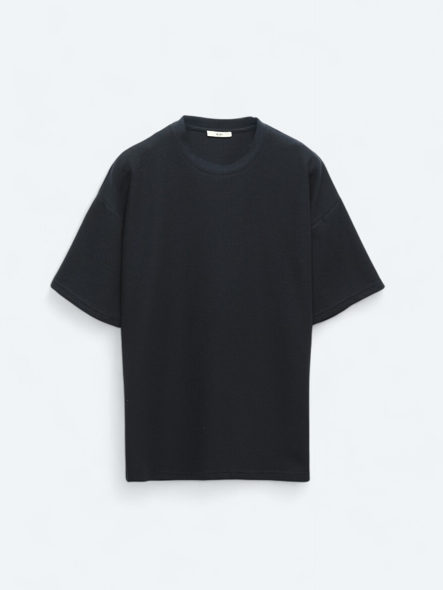 Navy Blue Crew Neck 100% Cotton T-Shirt - 6