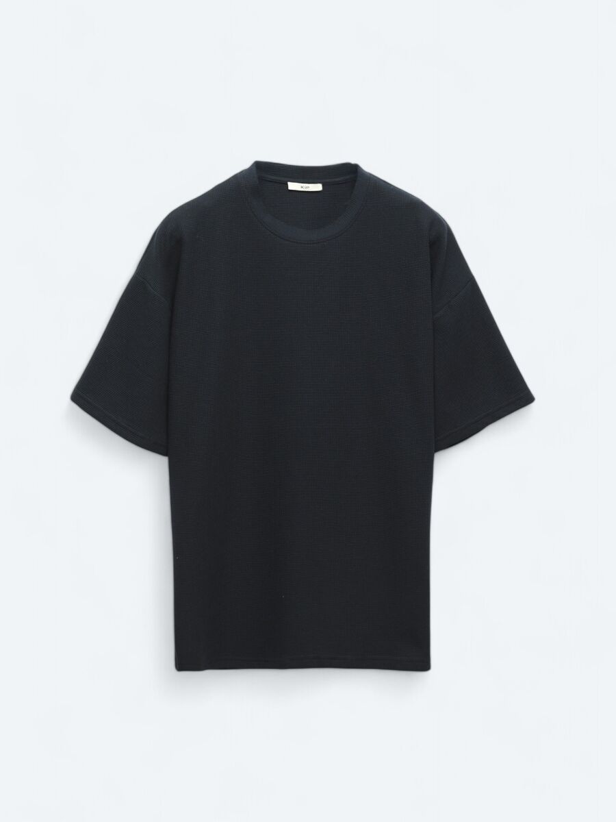 Navy Blue Crew Neck 100% Cotton T-Shirt - 6