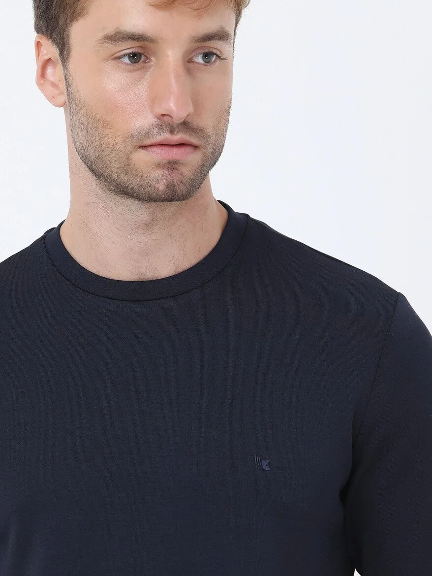 Navy Blue Crew Neck Sweatshirt - 3