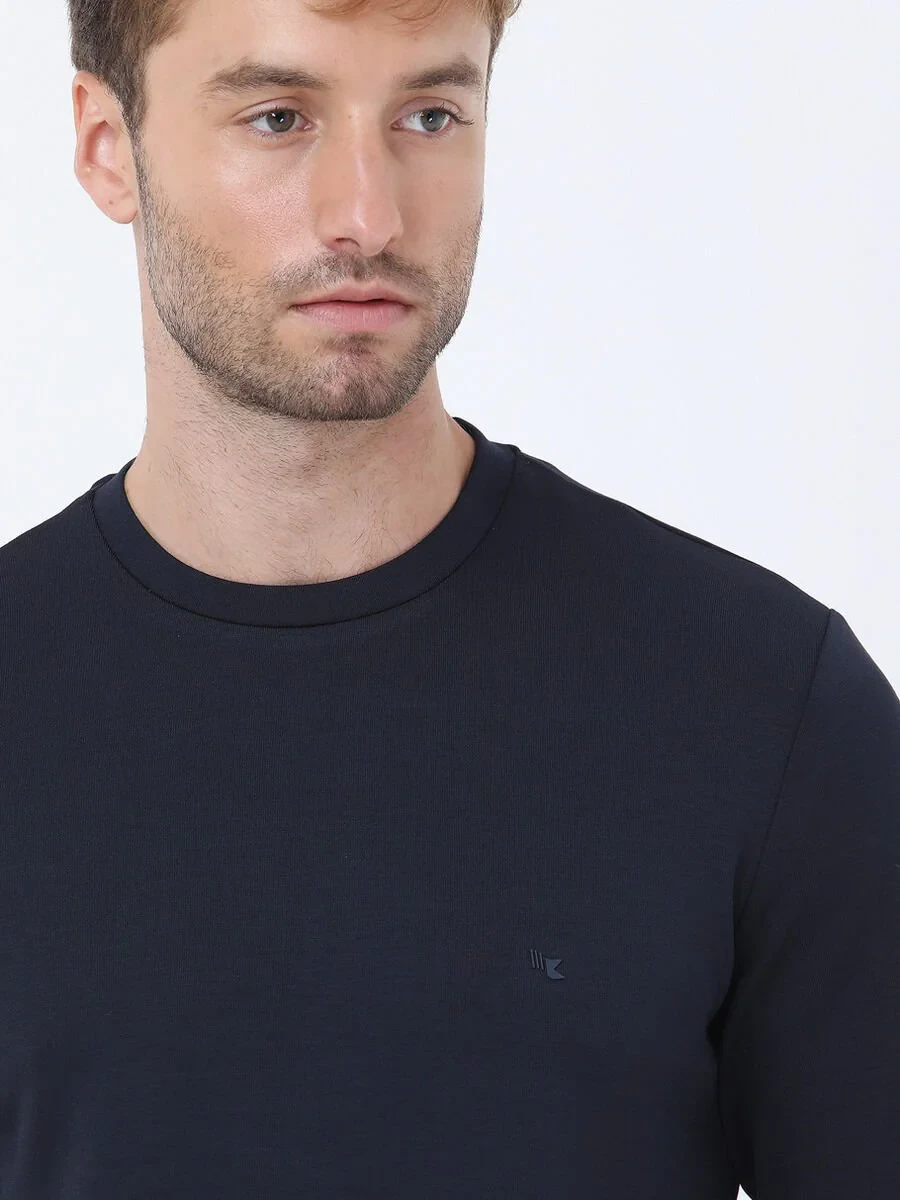 Navy Blue Crew Neck Sweatshirt - 3