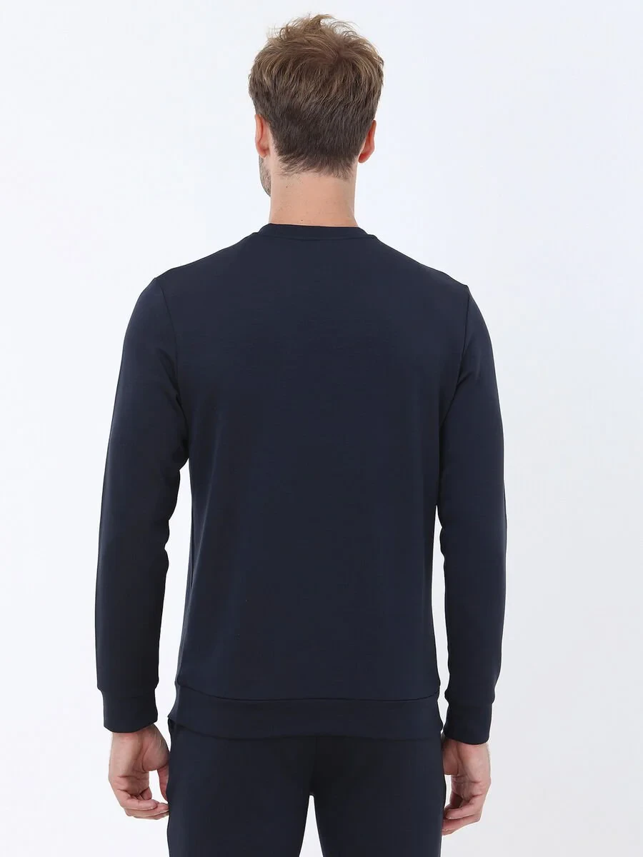 Navy Blue Crew Neck Sweatshirt - 4
