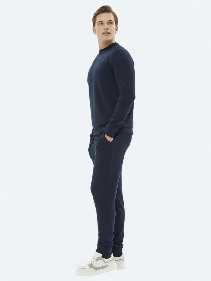 Navy Blue Crew Neck Sweatshirt - 3