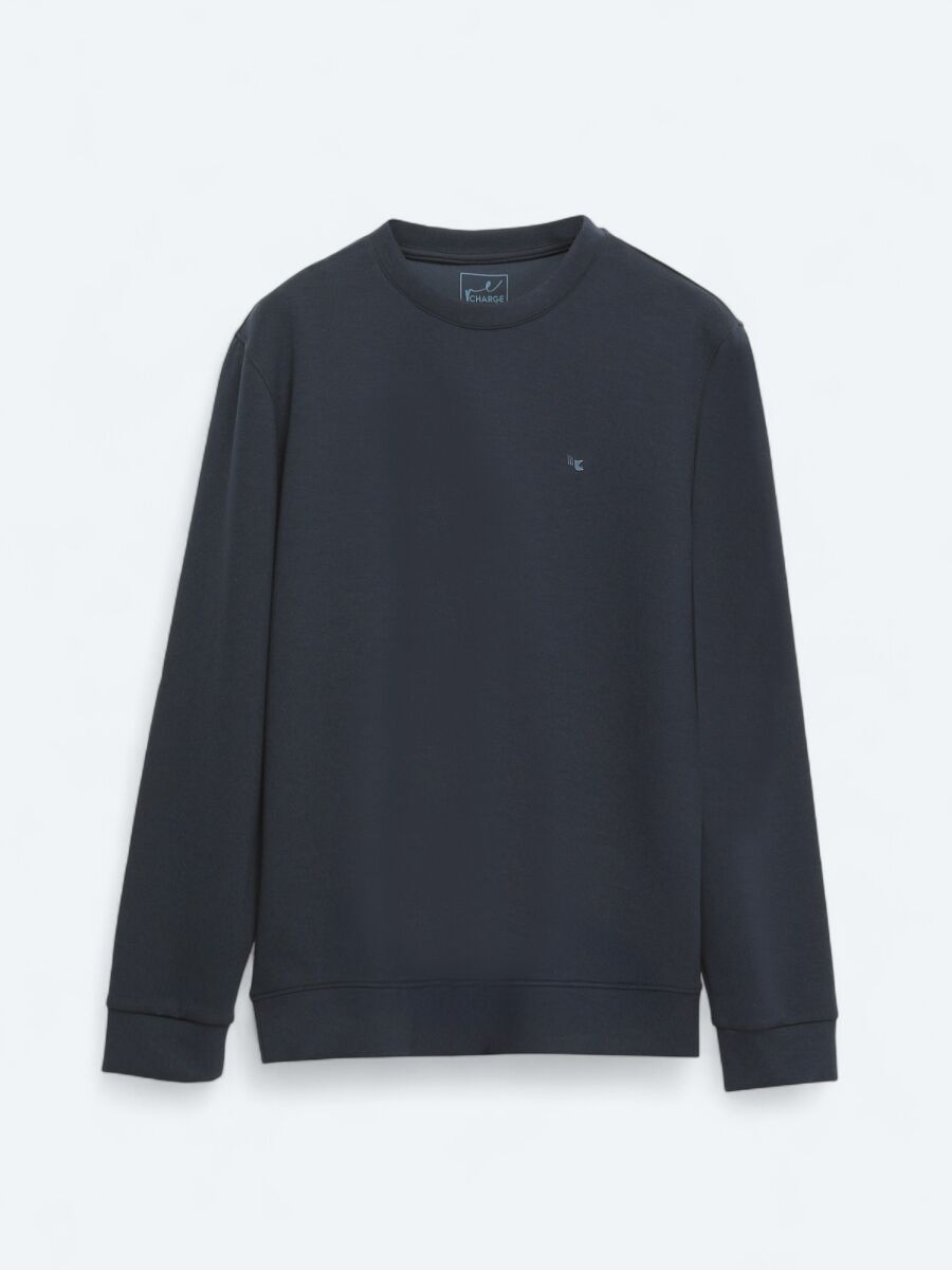 Navy Blue Crew Neck Sweatshirt - 7