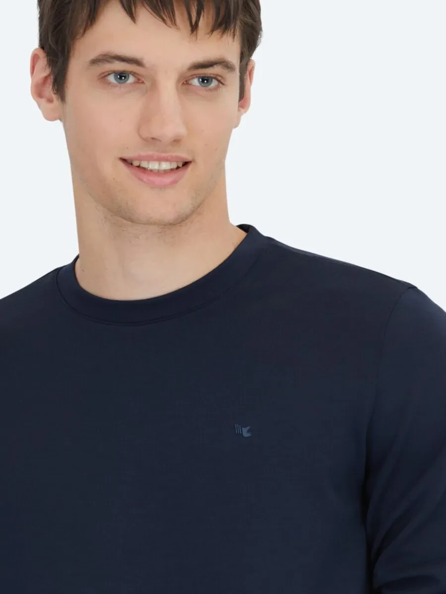 Navy Blue Crew Neck Sweatshirt - 3