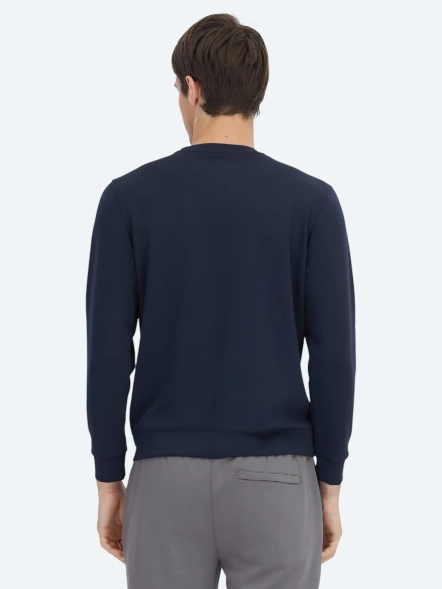 Navy Blue Crew Neck Sweatshirt - 5