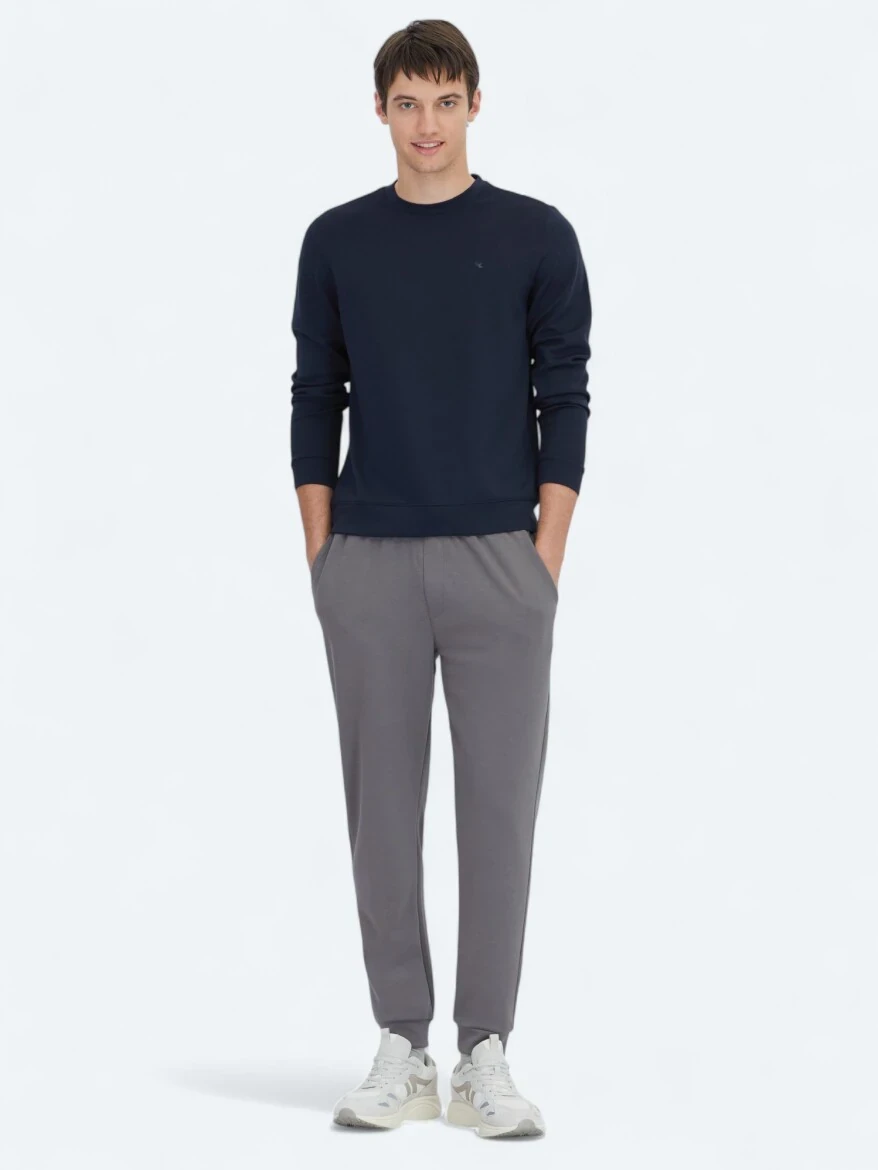 Navy Blue Crew Neck Sweatshirt - KİP