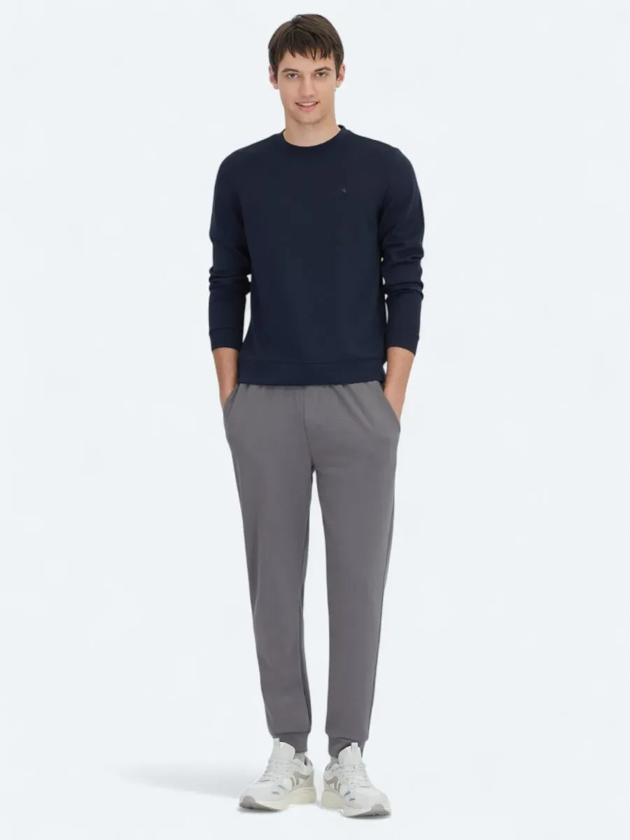 Navy Blue Crew Neck Sweatshirt - 2