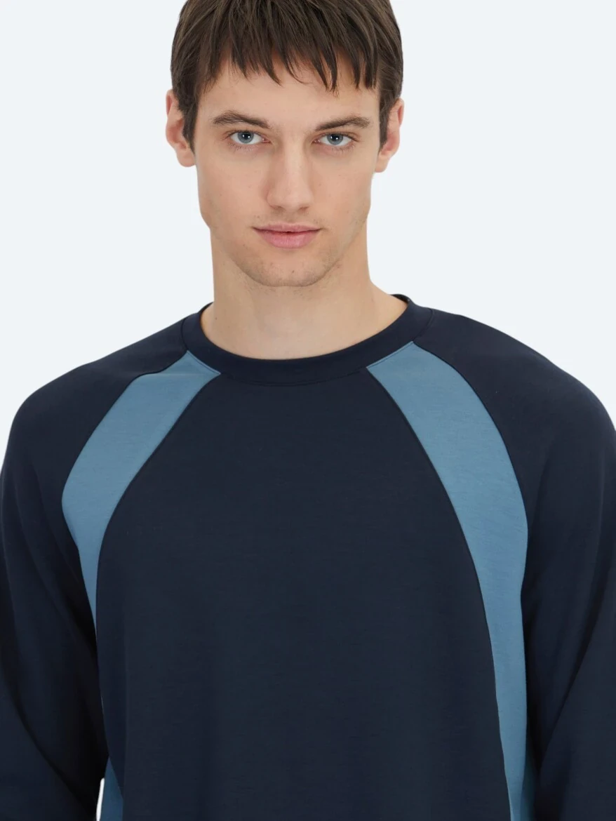 Navy Blue Crew Neck Sweatshirt - 4