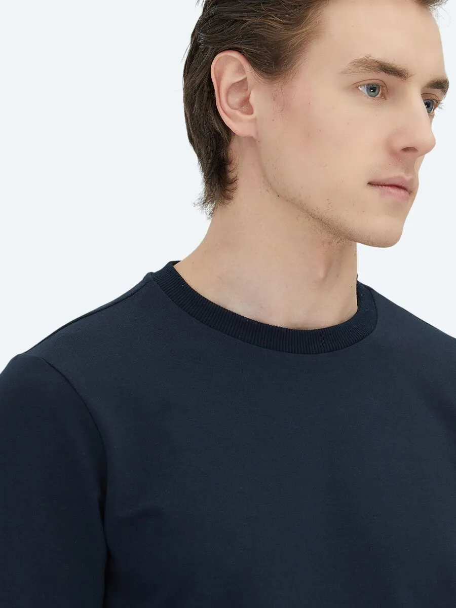 Navy Blue Crew Neck Sweatshirt - 3