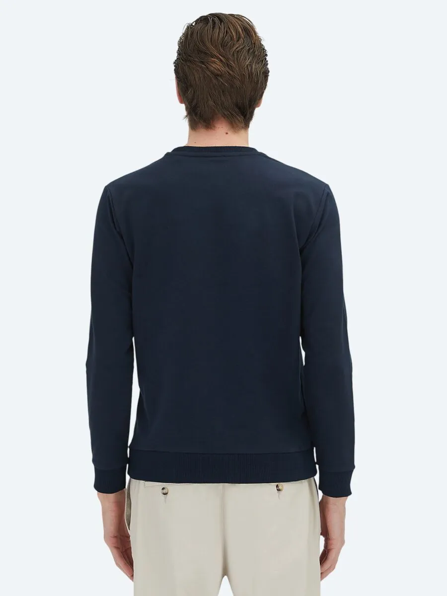 Navy Blue Crew Neck Sweatshirt - 4