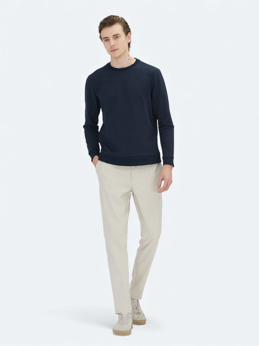 Navy Blue Crew Neck Sweatshirt - 2