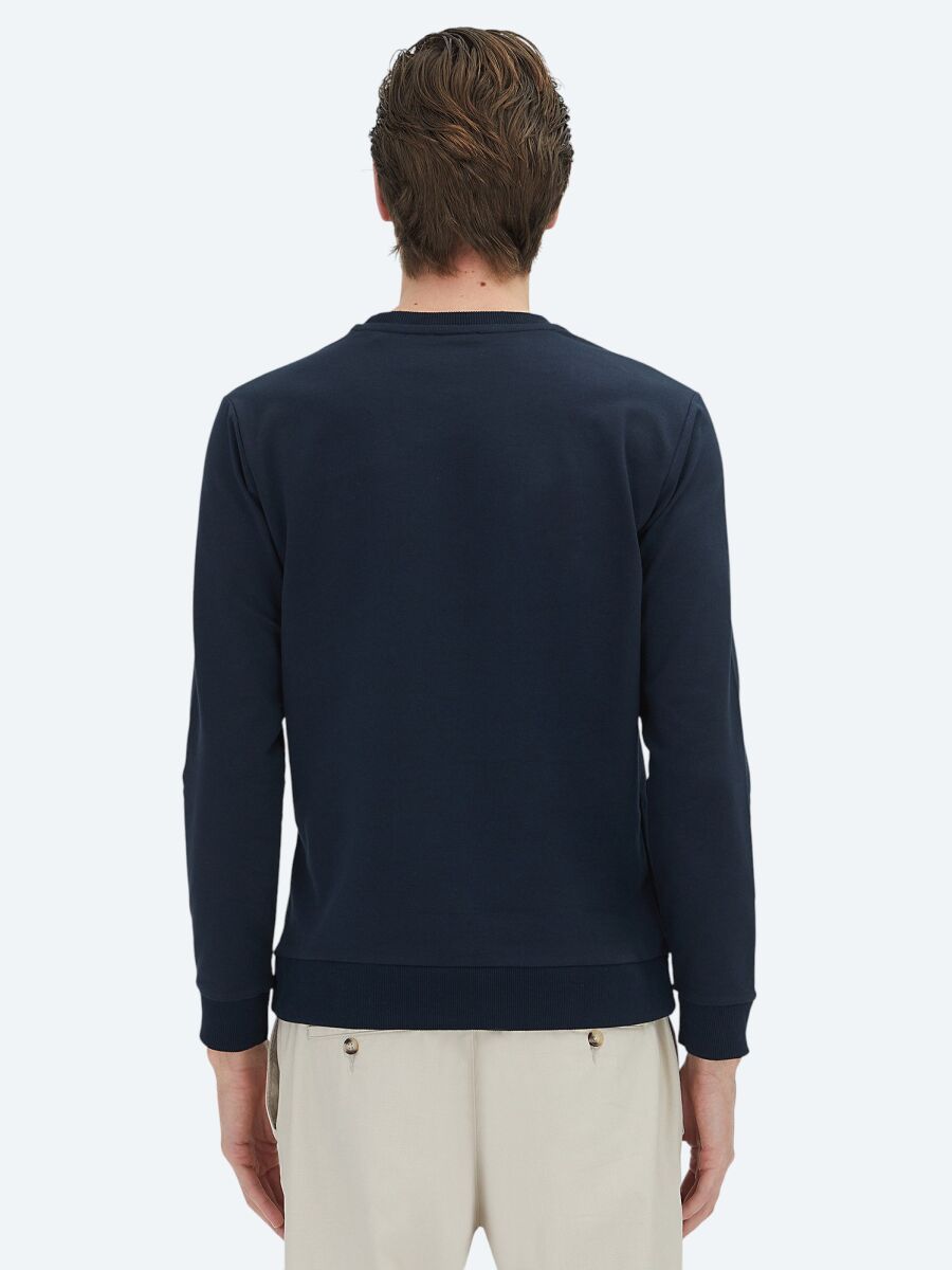 Navy Blue Crew Neck Sweatshirt - 4