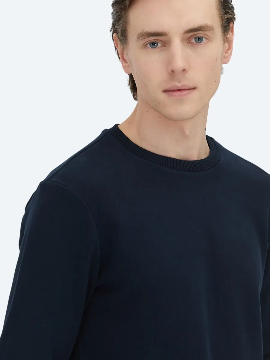Navy Blue Crew Neck Sweatshirt - 4