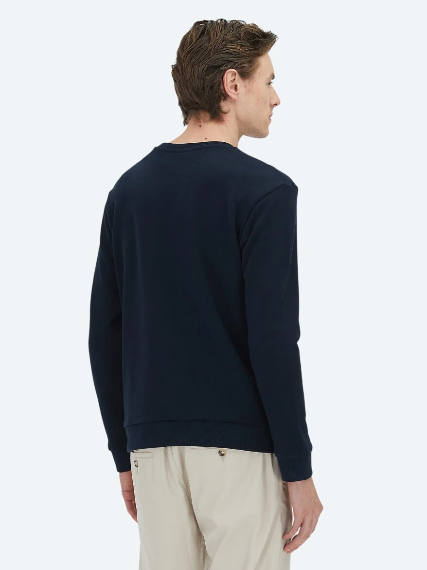 Navy Blue Crew Neck Sweatshirt - 5