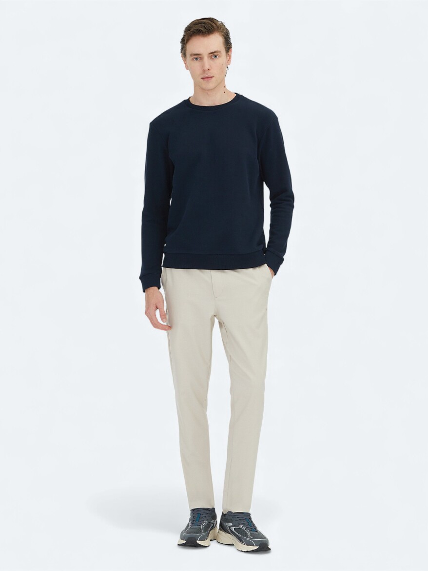 Navy Blue Crew Neck Sweatshirt - KİP