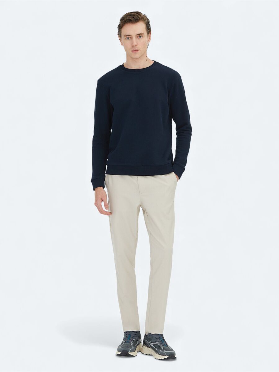 Navy Blue Crew Neck Sweatshirt - 2