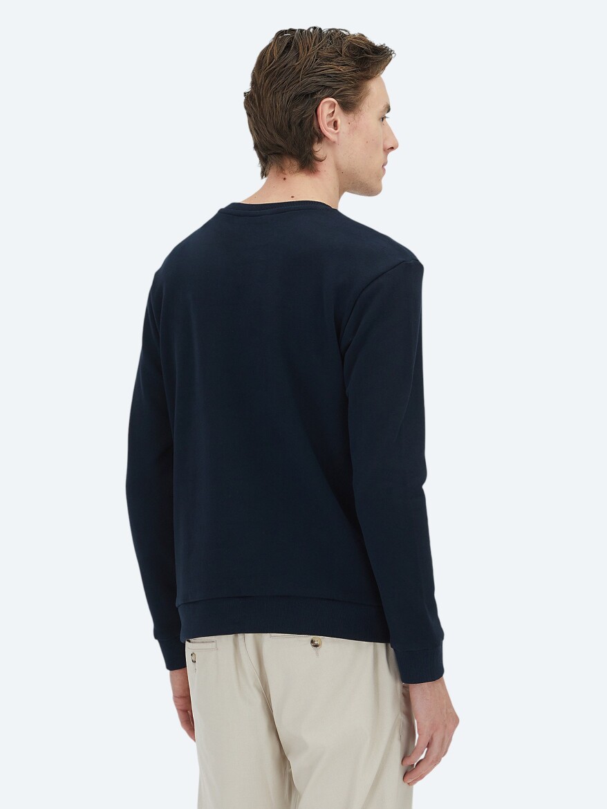 Navy Blue Crew Neck Sweatshirt - 5