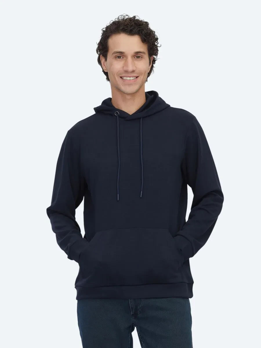 Navy Blue Hooded Sweatshirt - 1