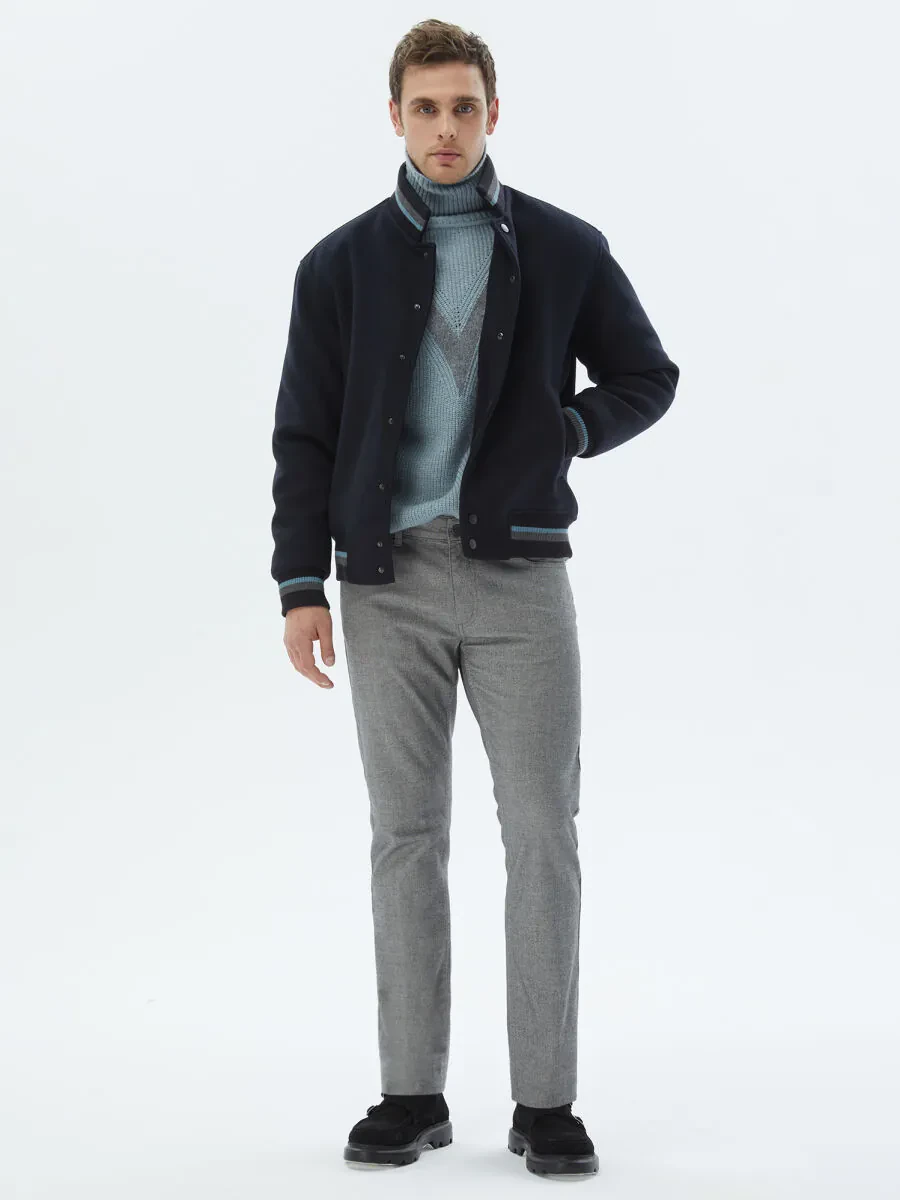 Navy Blue Knitting Coat - 3