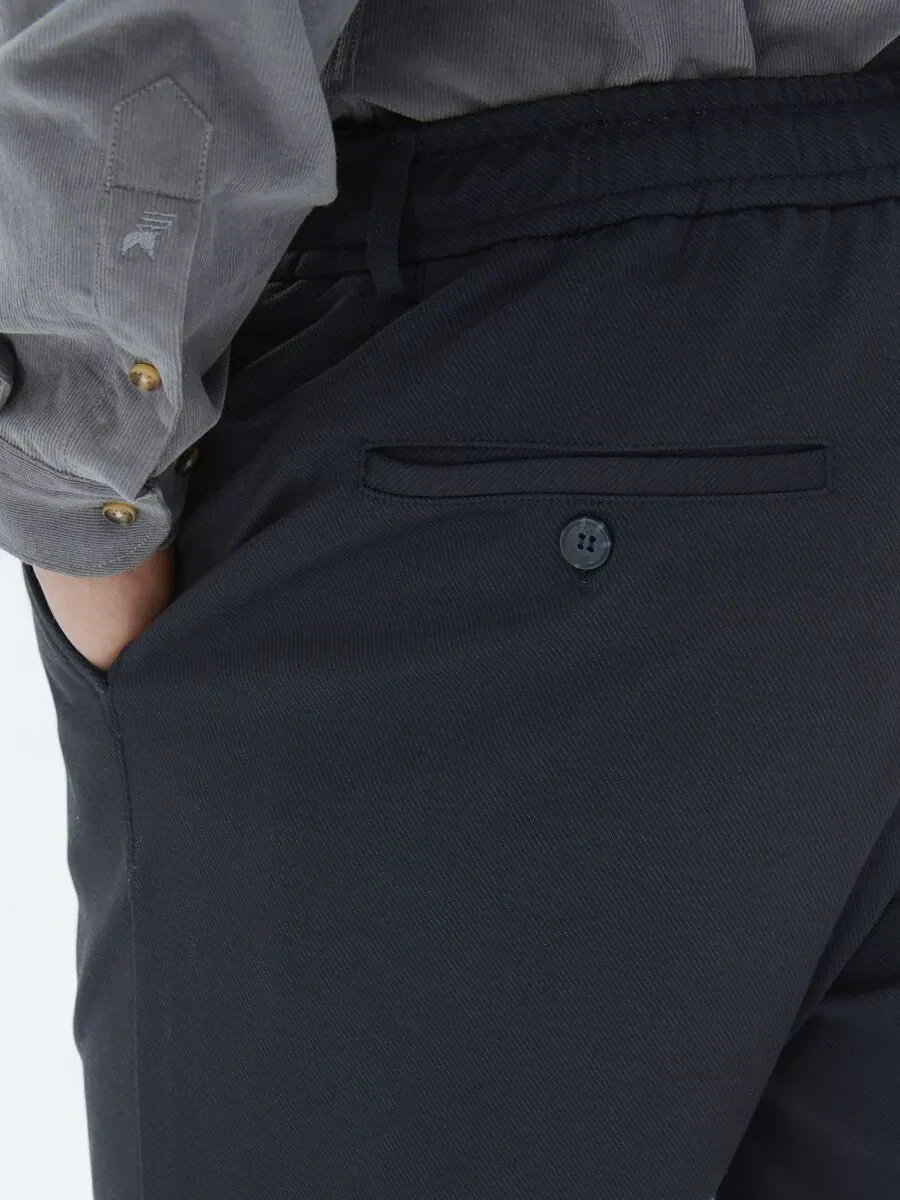 Navy Blue Knitting Jogging Fit Casual Trousers - 4