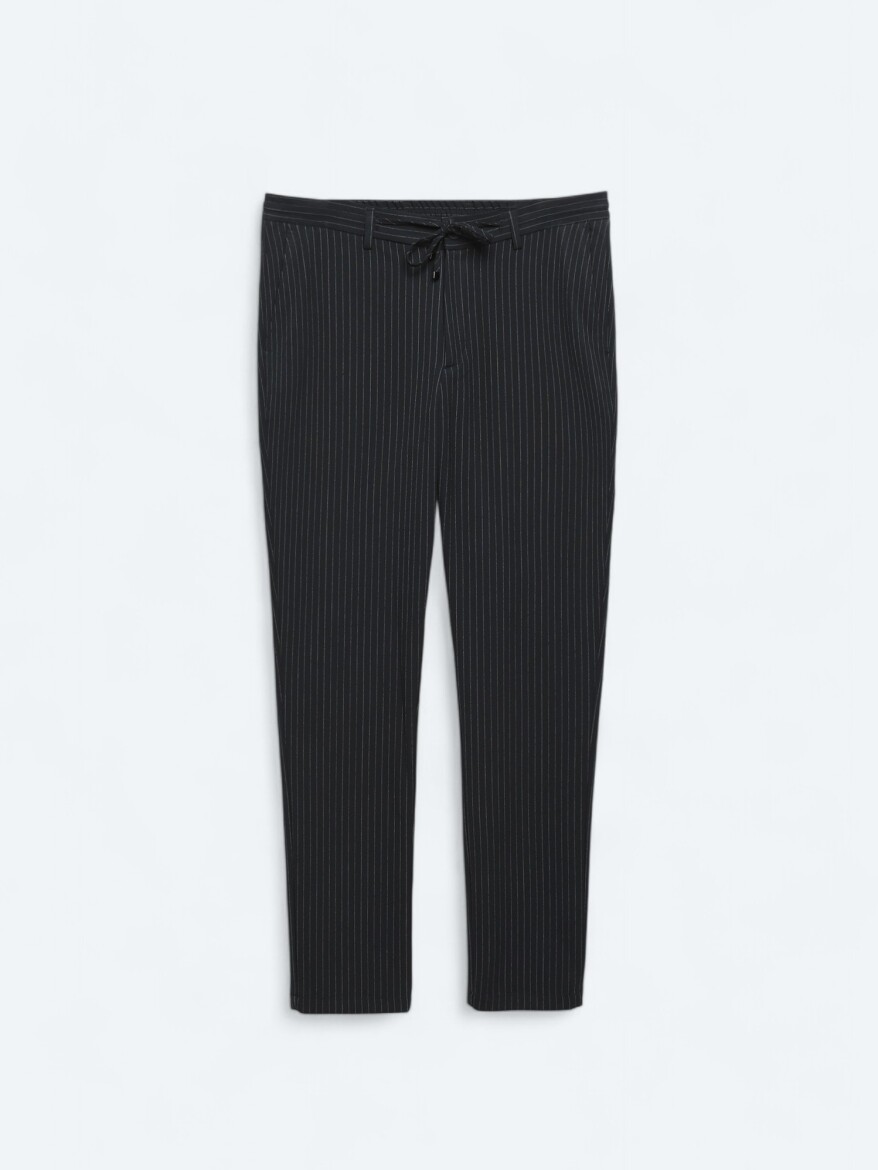 Navy Blue Knitting Jogging Fit Casual Trousers - 5